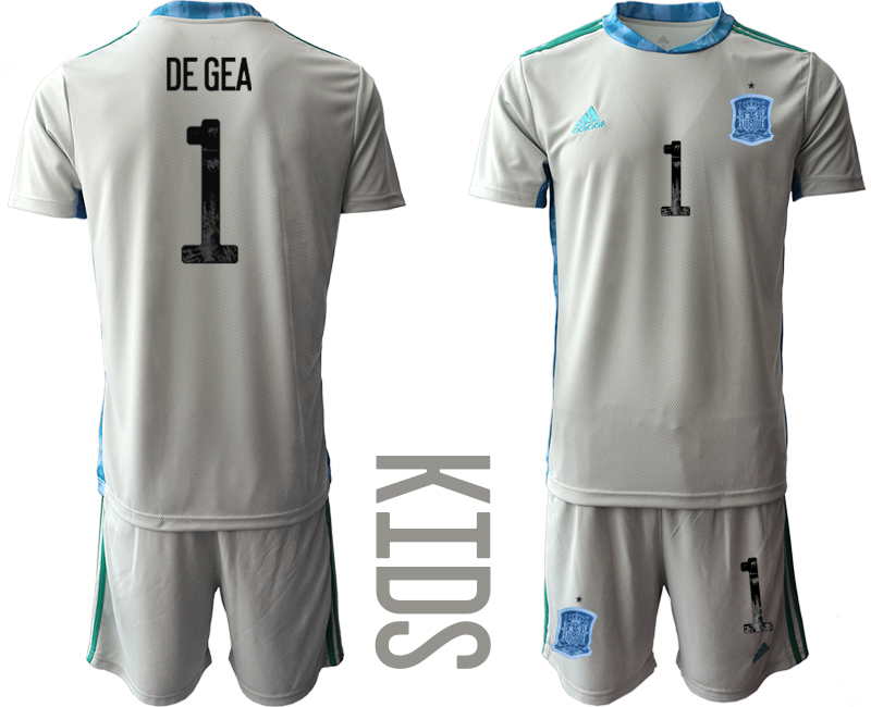 Youth 2021 European Cup Spain grey goalkeeper #1 Soccer Jersey1->spain jersey->Soccer Country Jersey